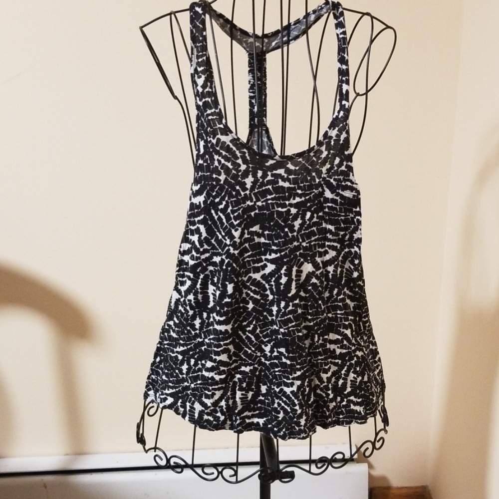 Lush black and white racerback tank top size M